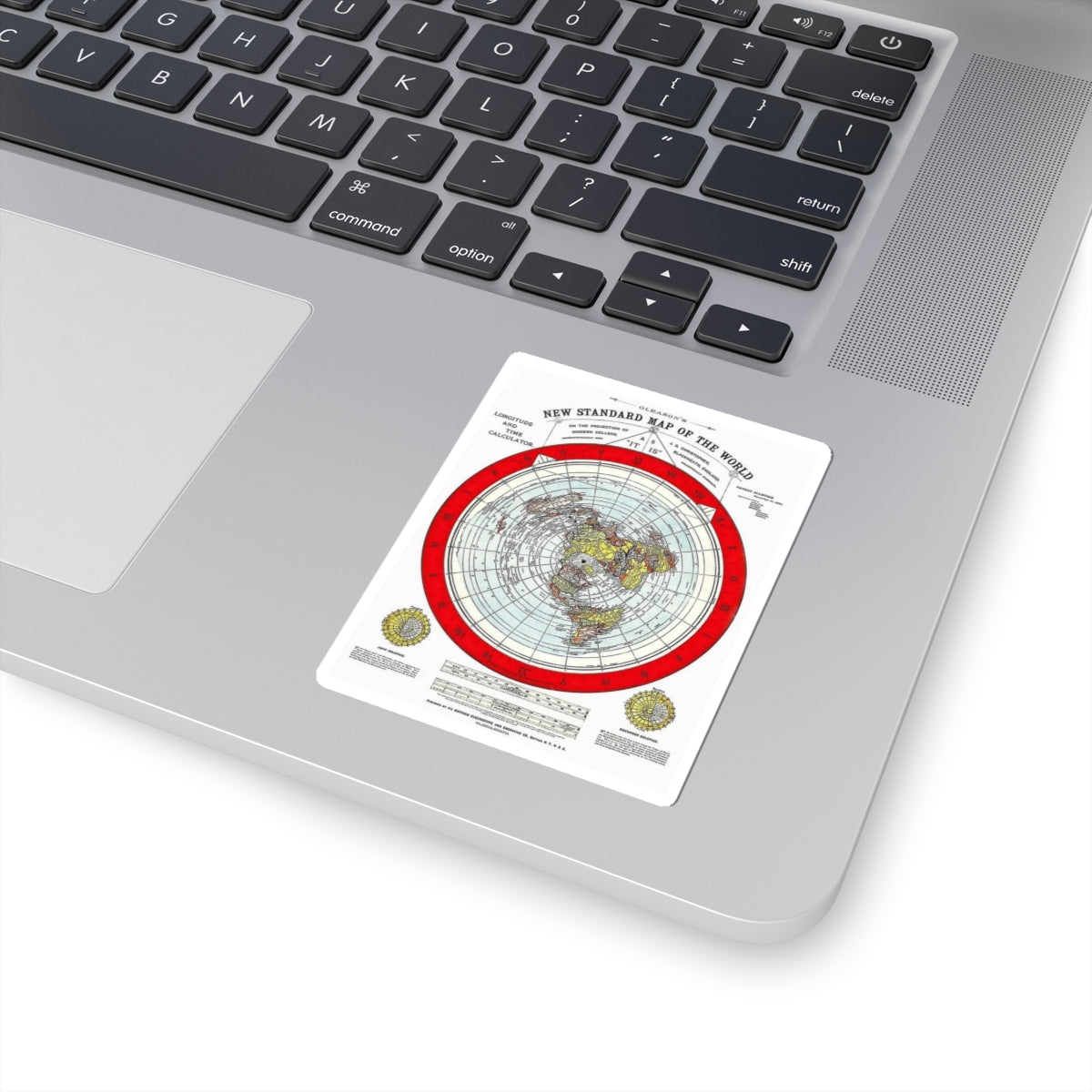 Antique World Map Sticker — Vintage Polar Azimuthal Projection Kiss-Cut Sticker