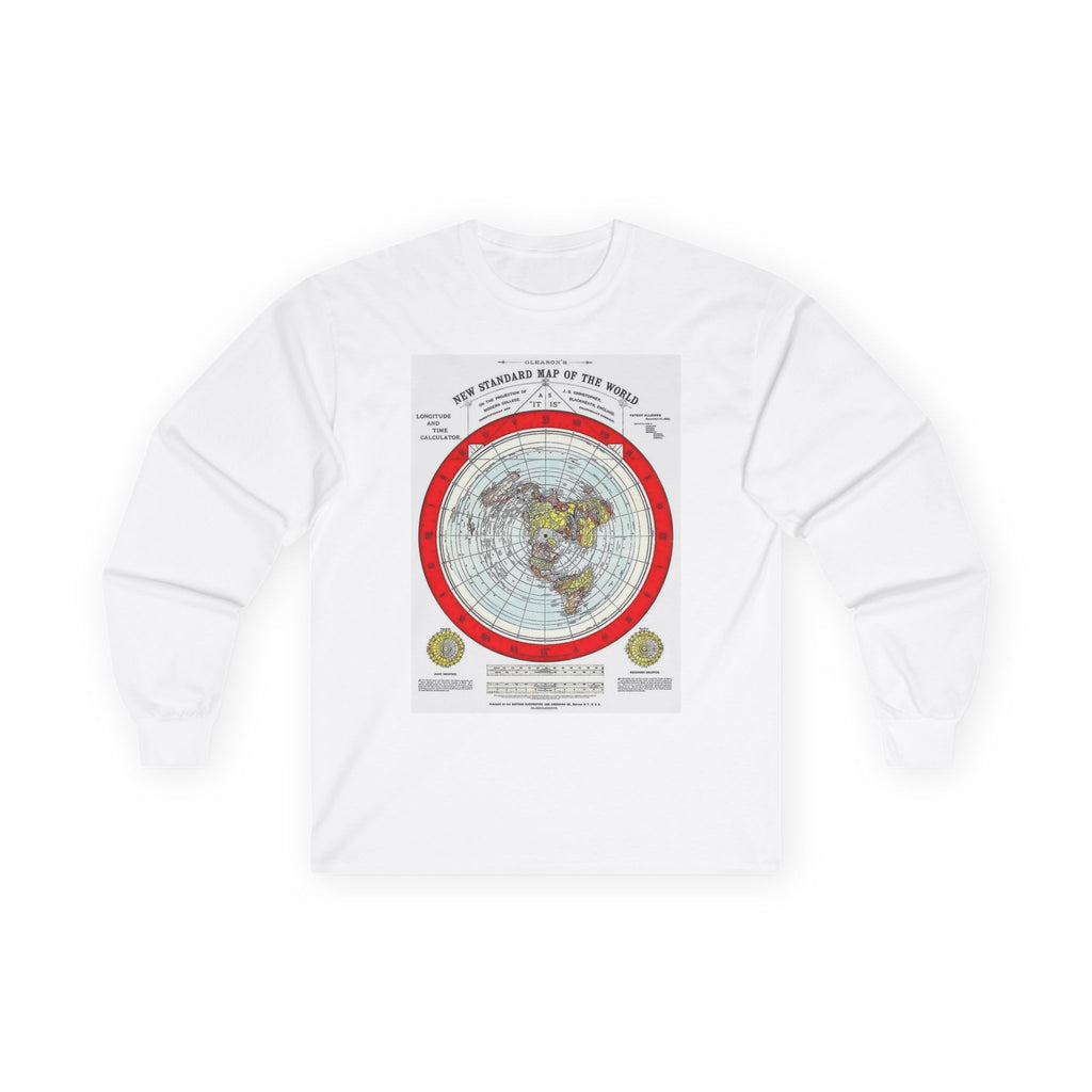 Flat Earth Map Long Sleeve Tee — Vintage 'Seal of the World' Graphic