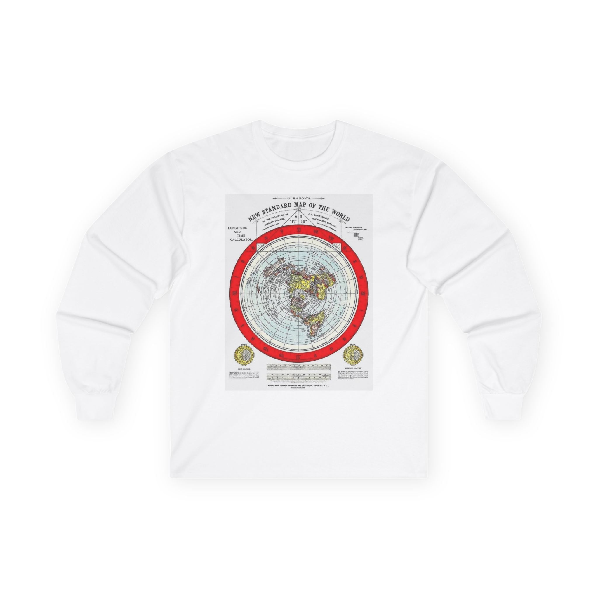 Flat Earth Map Long Sleeve Tee — Vintage 'Seal of the World' Graphic
