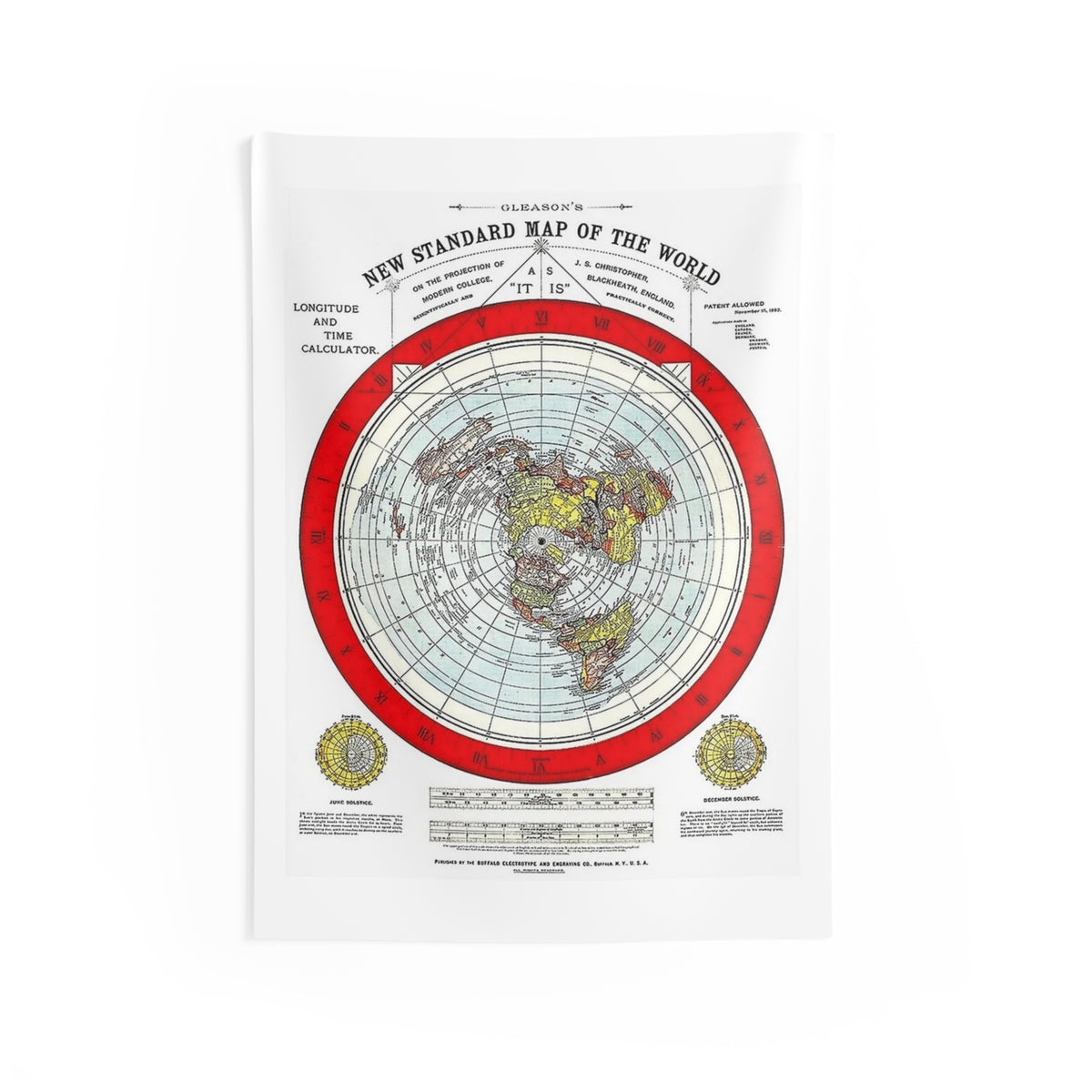 Vintage 'New Standard Map of the World' Wall Tapestry — Retro Polar Projection Map Decor