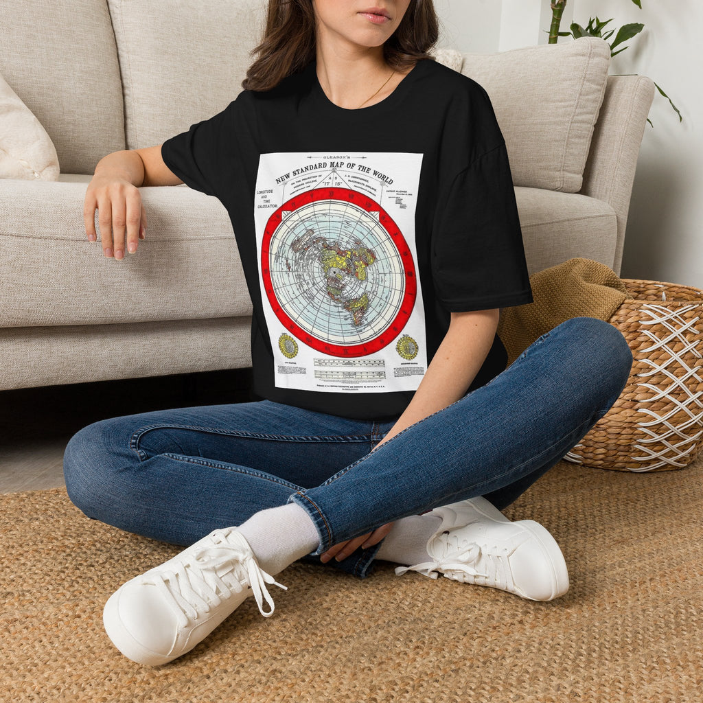 Vintage World Map T-Shirt — 'New Standard Map of the World' Retro Atlas Tee