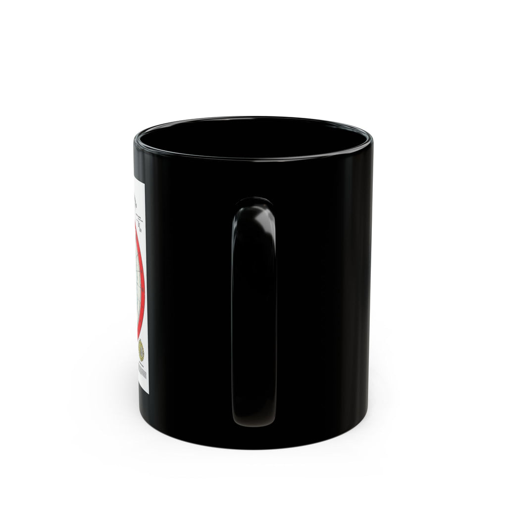 Vintage World Map Black Mug – Antique Polar Projection Coffee Cup (11oz/15oz)