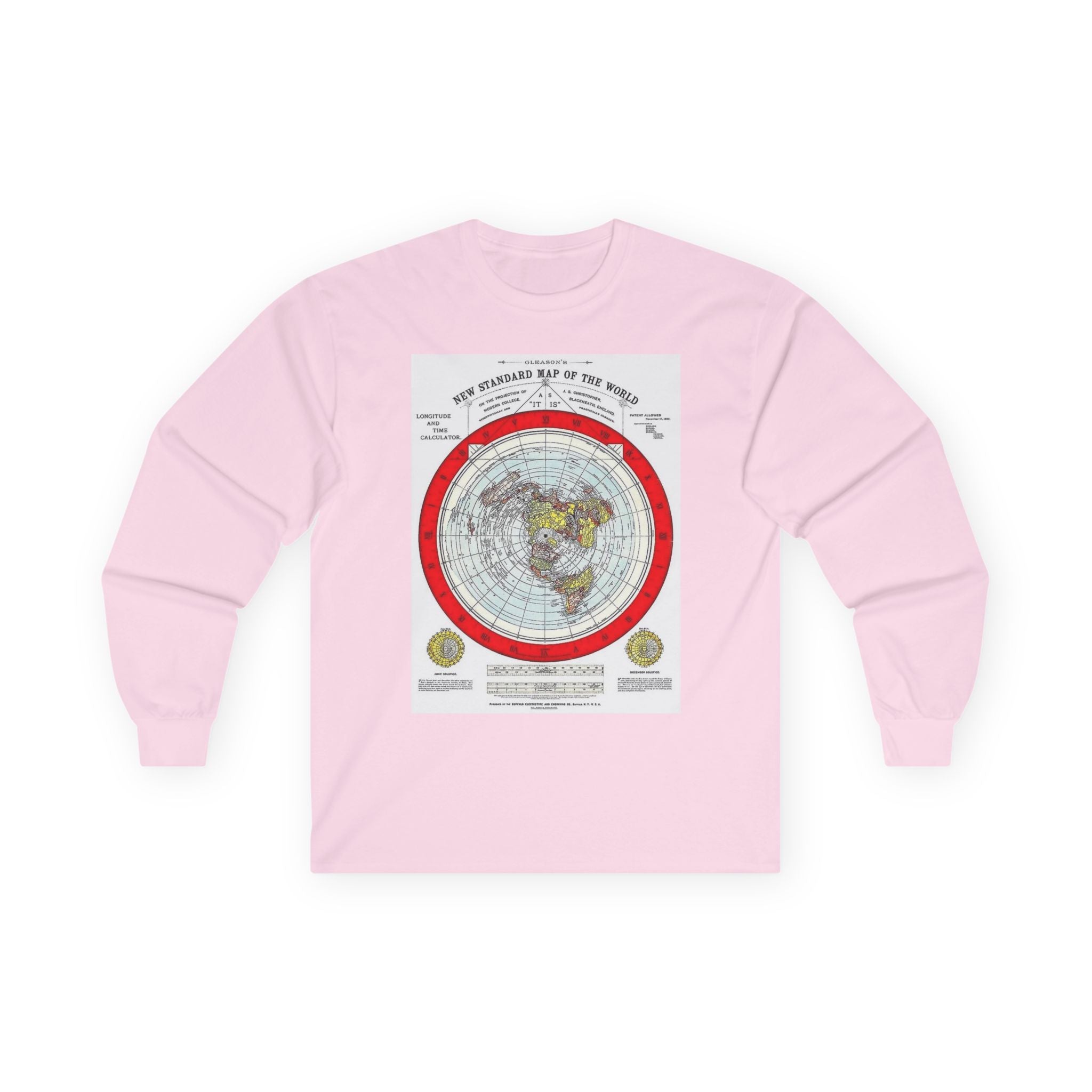 Flat Earth Map Long Sleeve Tee — Vintage 'Seal of the World' Graphic