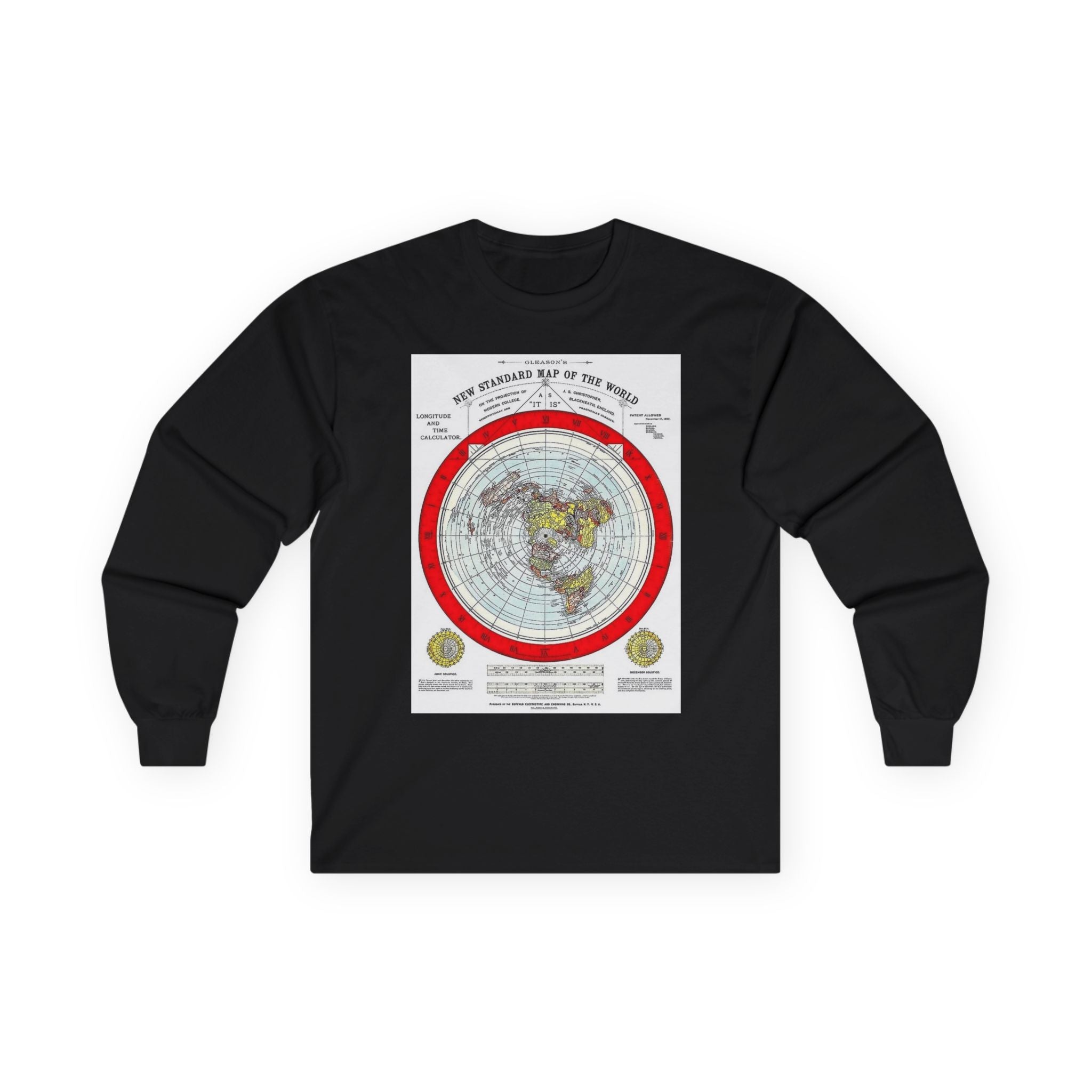Flat Earth Map Long Sleeve Tee — Vintage 'Seal of the World' Graphic