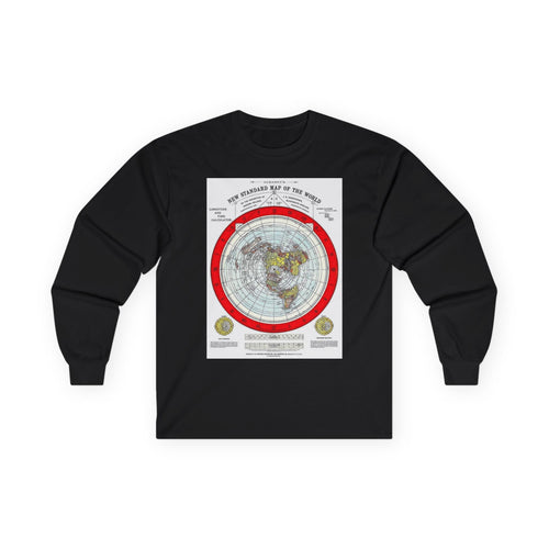 Flat Earth Map Long Sleeve Tee — Vintage 'Seal of the World' Graphic