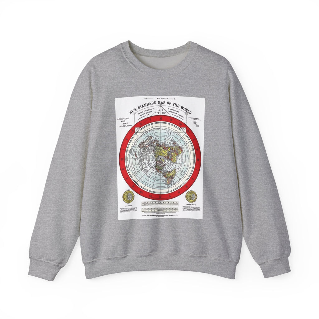 Vintage World Map Crewneck Sweatshirt — Retro Polar Projection Graphic