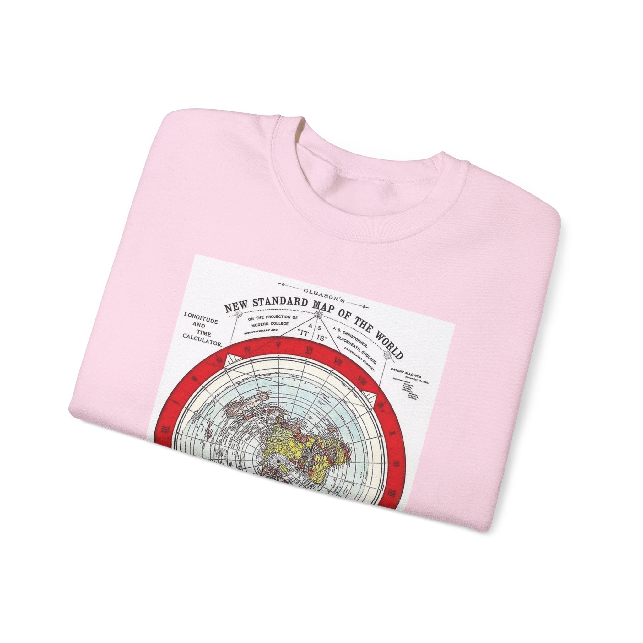 Vintage World Map Crewneck Sweatshirt — Retro Polar Projection Graphic