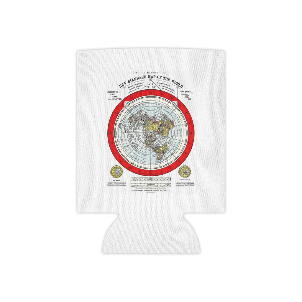Vintage Red Circular World Map Can Cooler