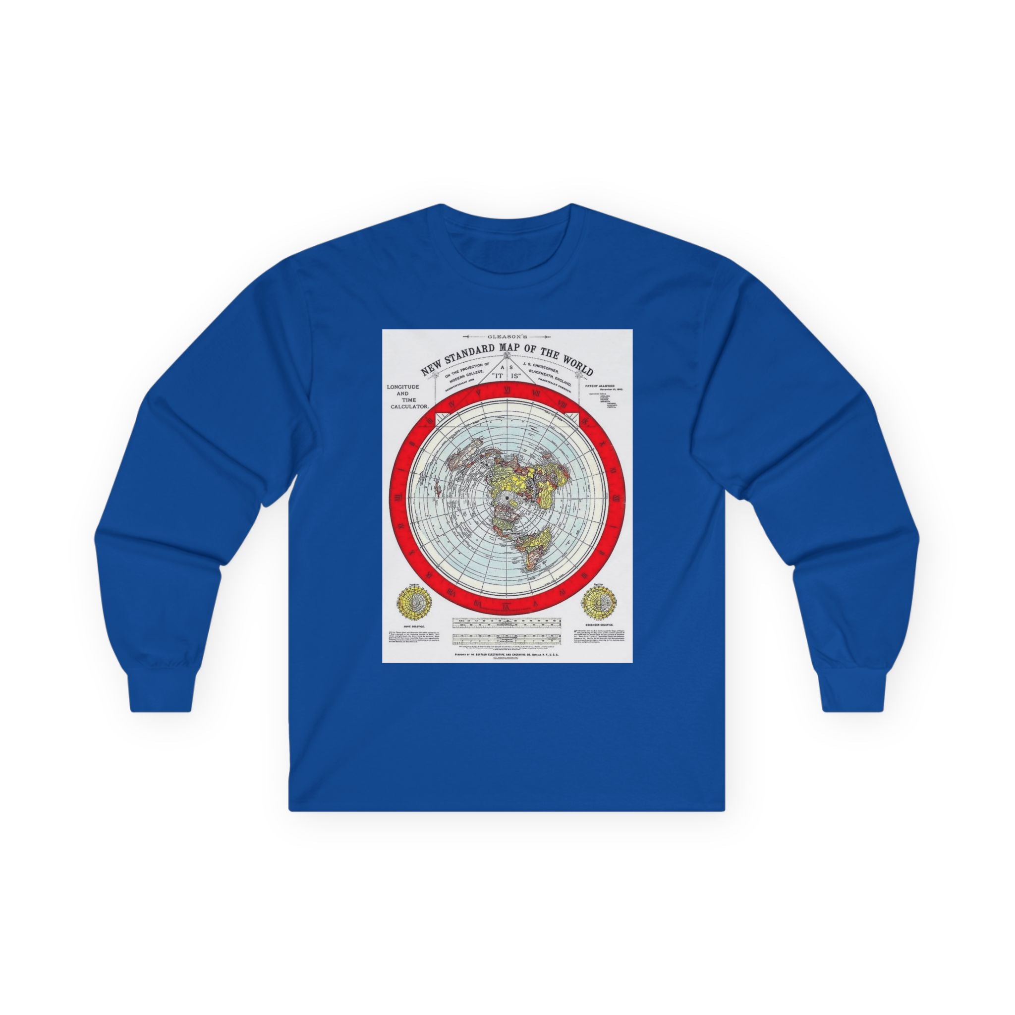 Flat Earth Map Long Sleeve Tee — Vintage 'Seal of the World' Graphic