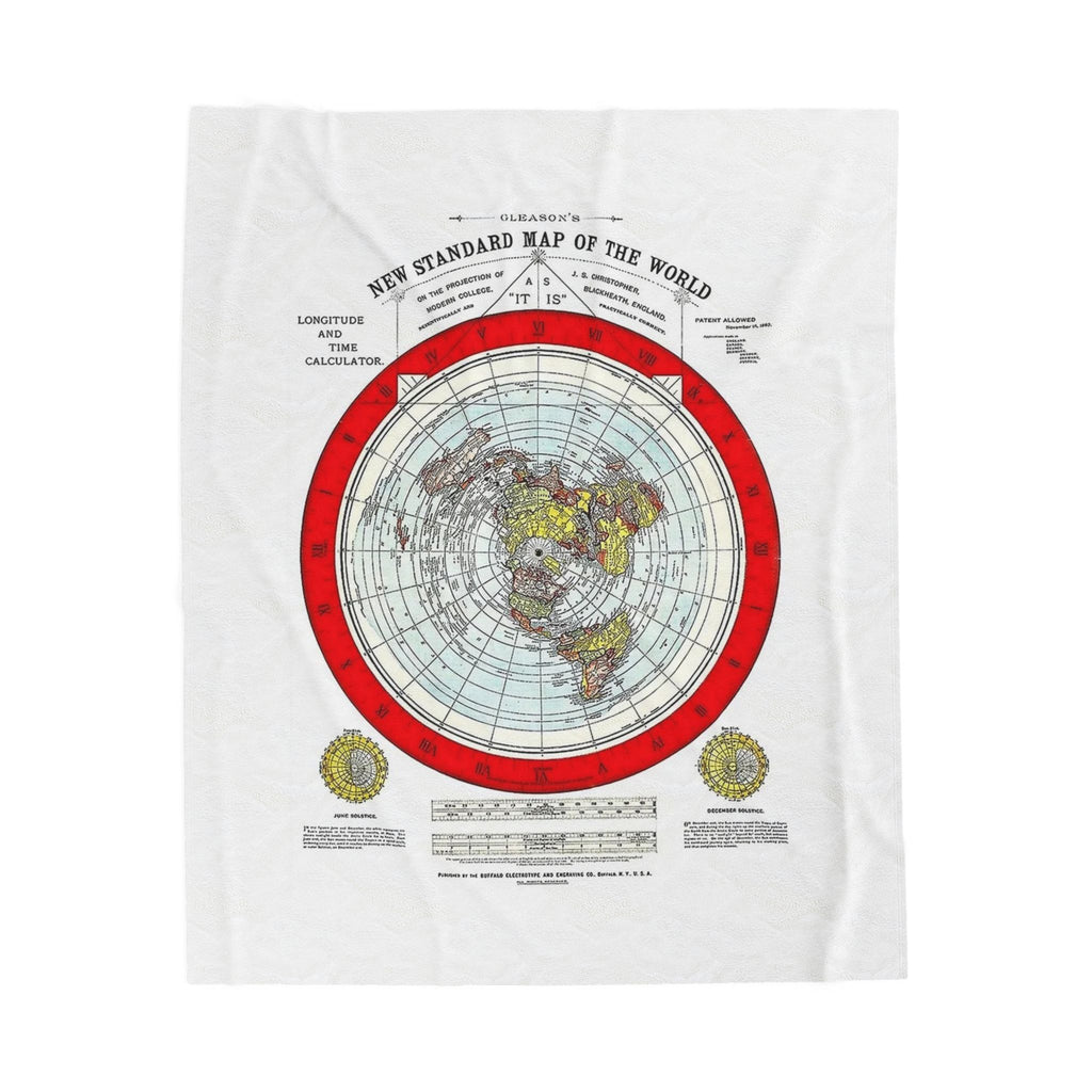 Antique Polar Projection World Map Velveteen Plush Blanket