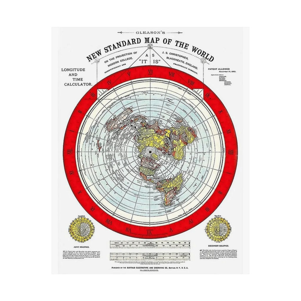 Vintage Flat Earth Map Matte Poster — "New Standard Map of the World"