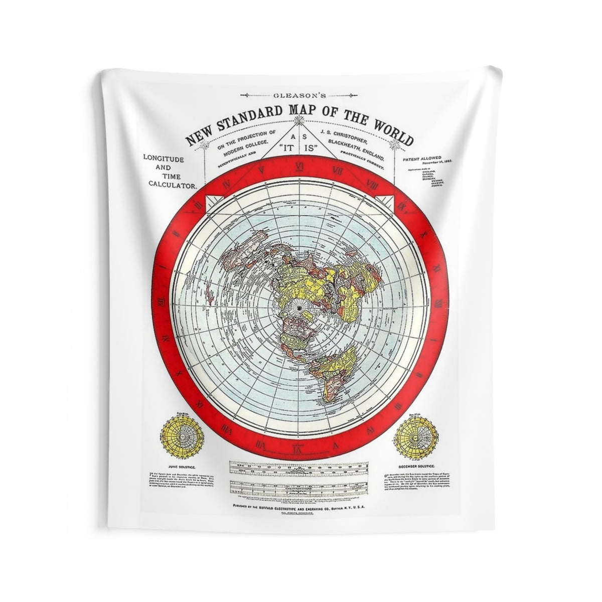 Vintage 'New Standard Map of the World' Wall Tapestry — Retro Polar Projection Map Decor