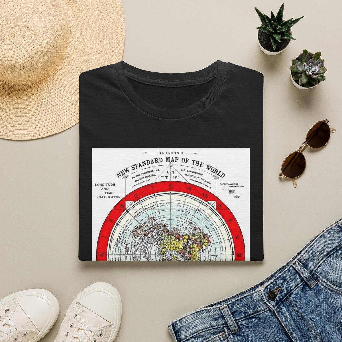 Vintage World Map T-Shirt — 'New Standard Map of the World' Retro Atlas Tee