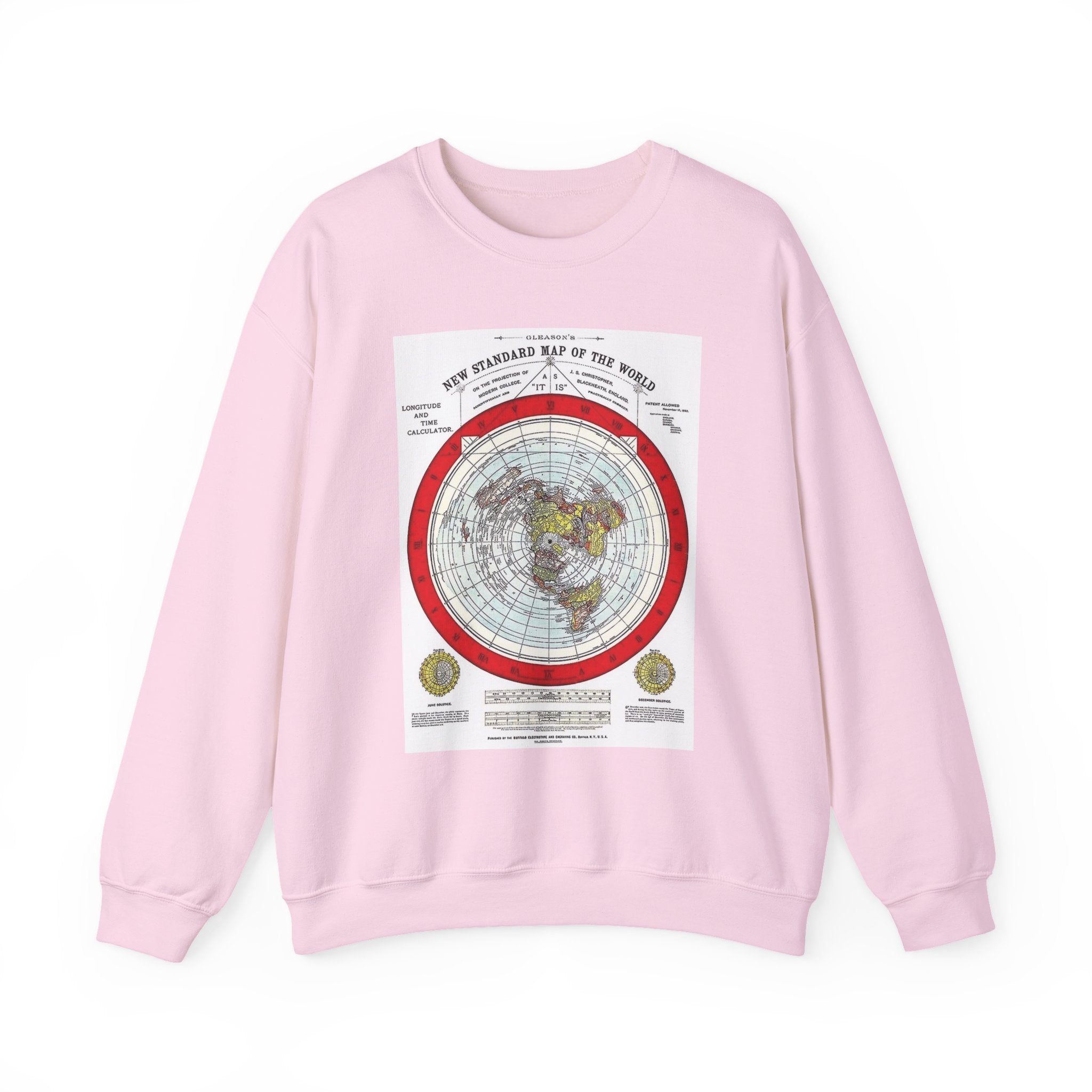 Vintage World Map Crewneck Sweatshirt — Retro Polar Projection Graphic