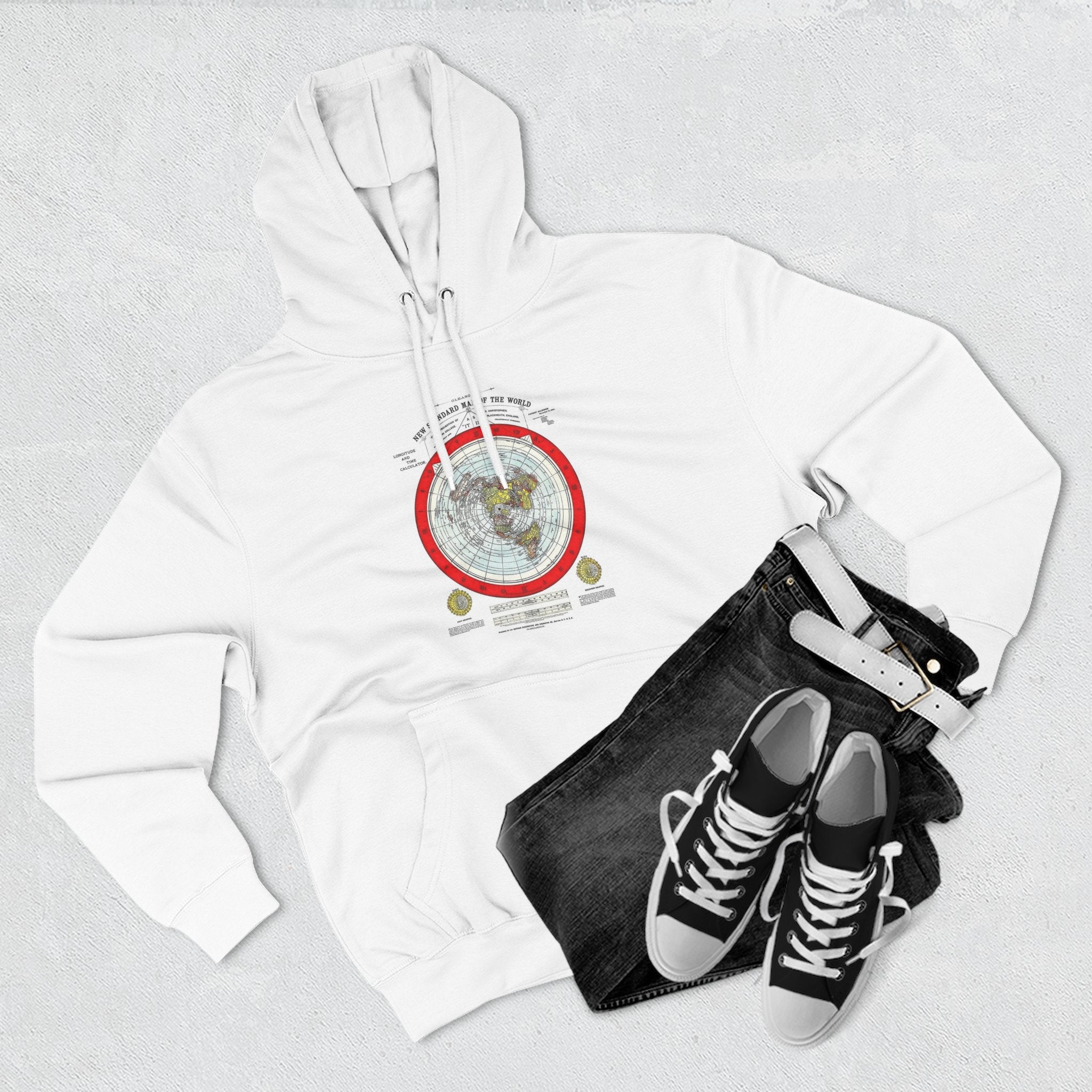 Vintage World Map Hoodie — Retro Globe Graphic Fleece Pullover