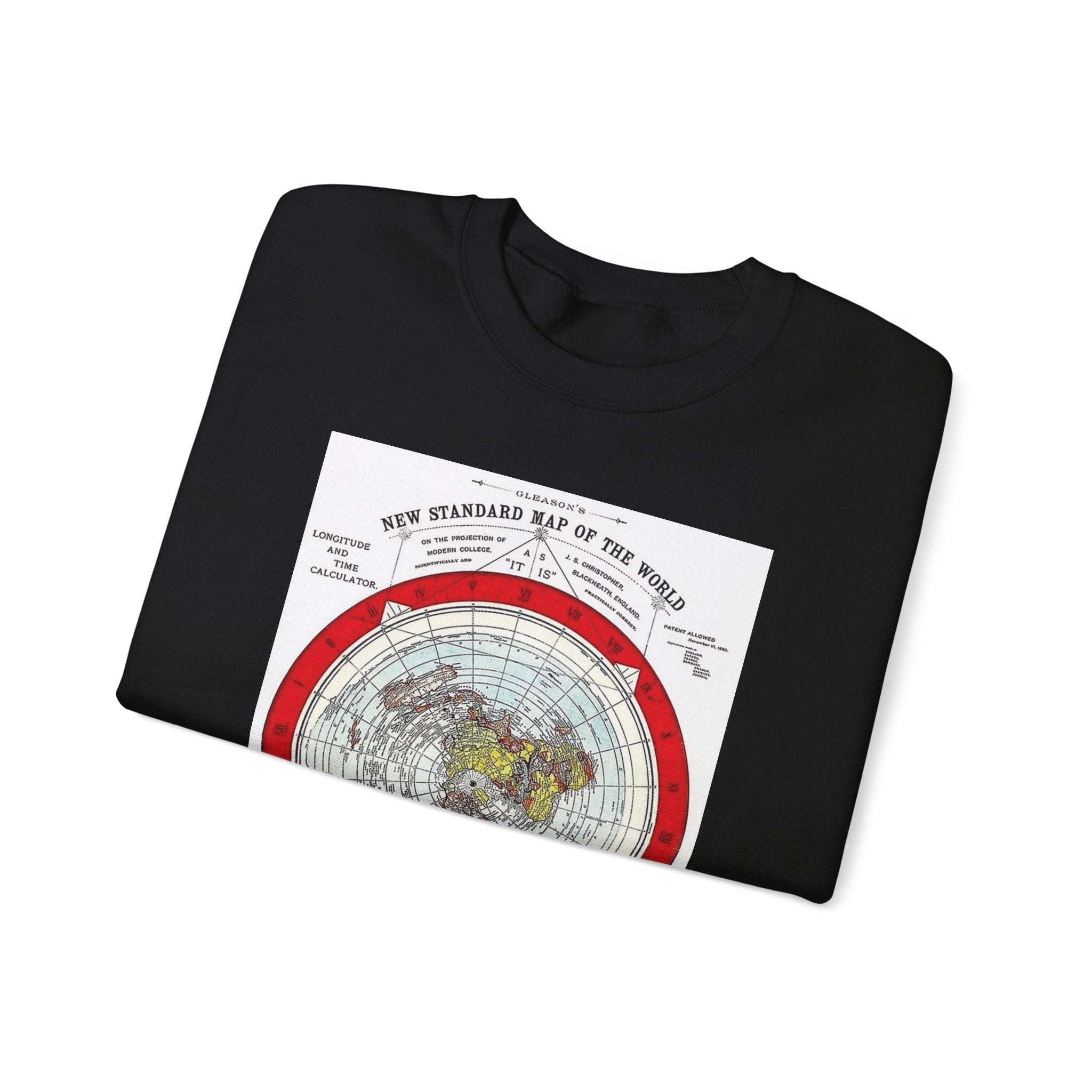 Vintage World Map Crewneck Sweatshirt — Retro Polar Projection Graphic