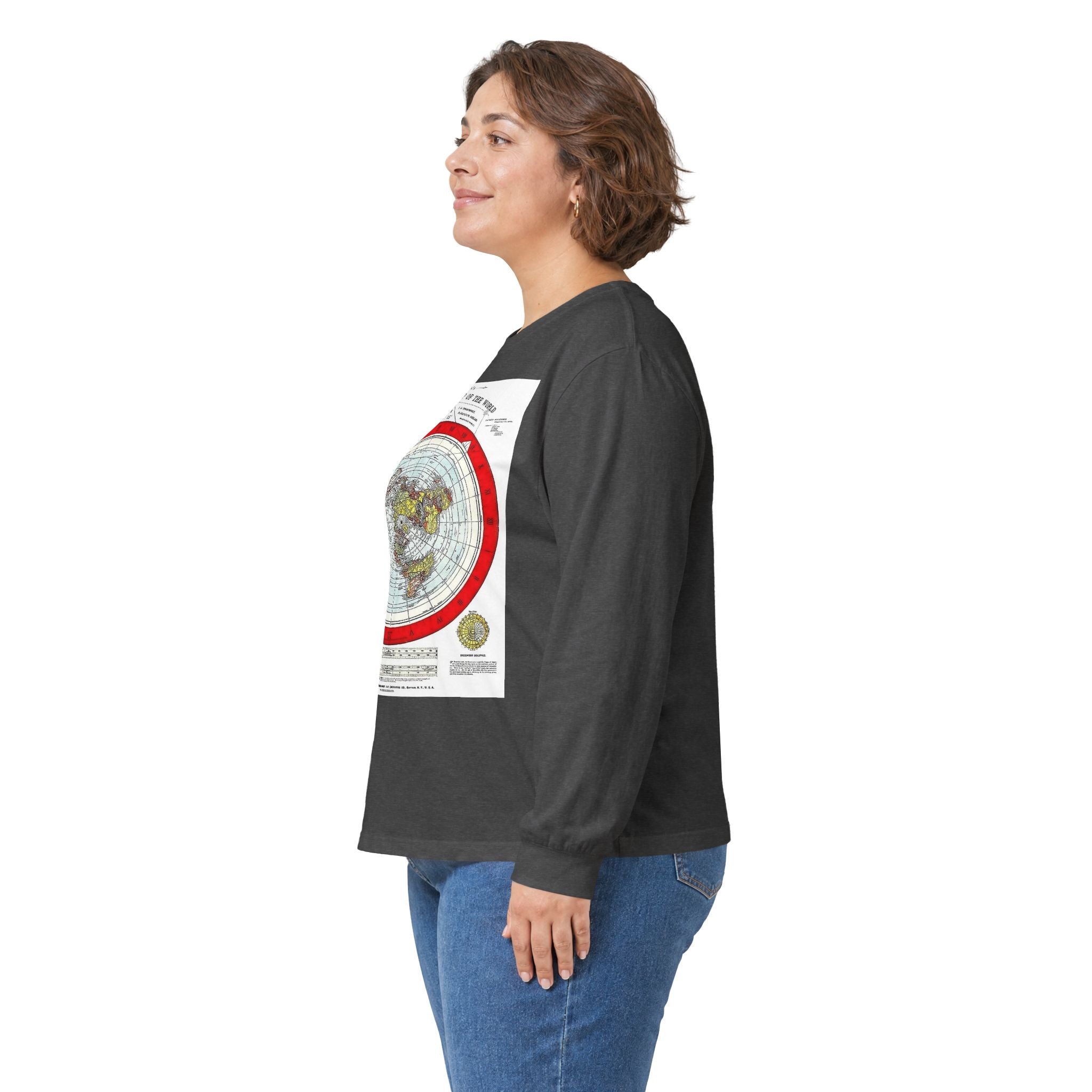 Flat Earth Map Long Sleeve Tee — Vintage 'Seal of the World' Graphic