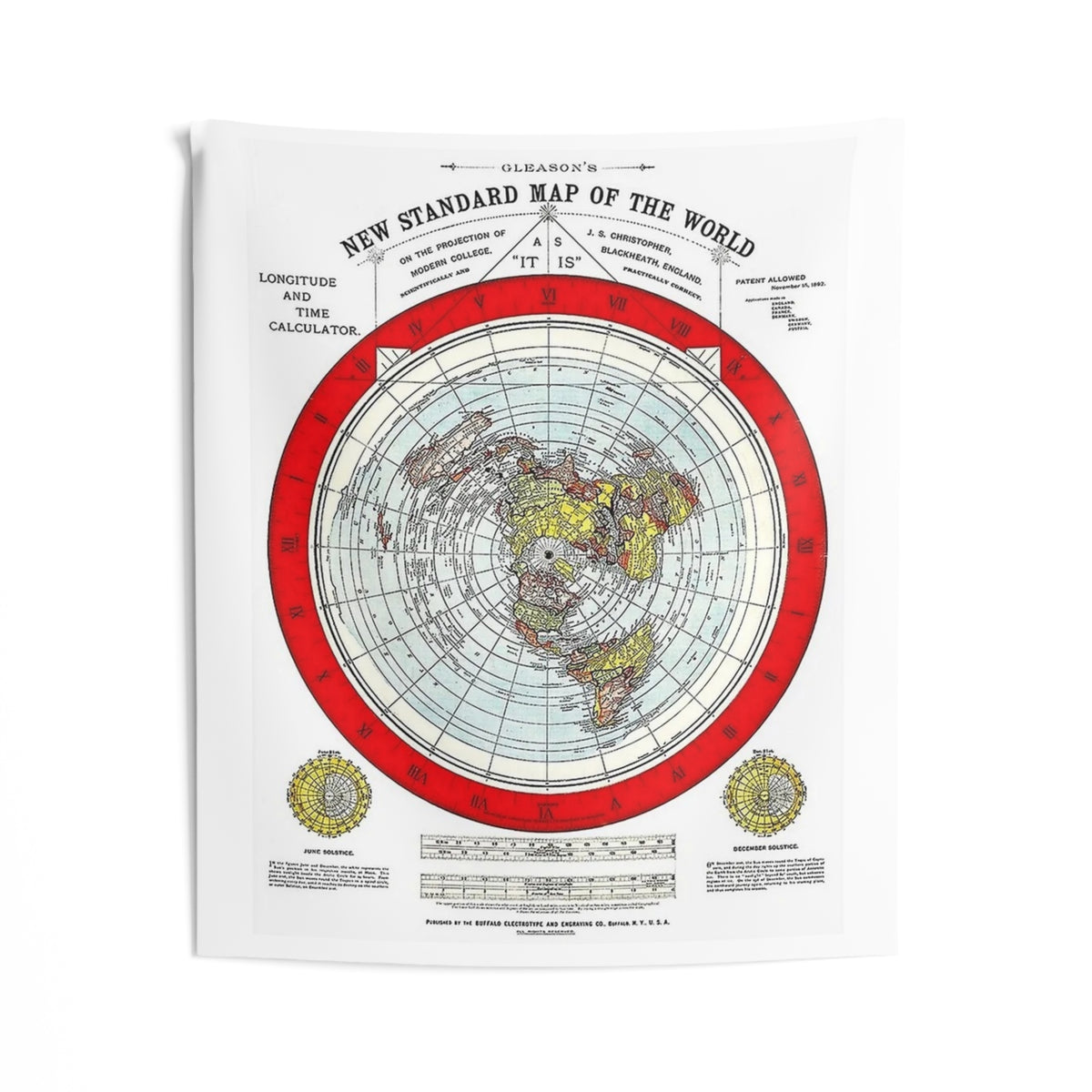 Vintage 'New Standard Map of the World' Wall Tapestry — Retro Polar Projection Map Decor