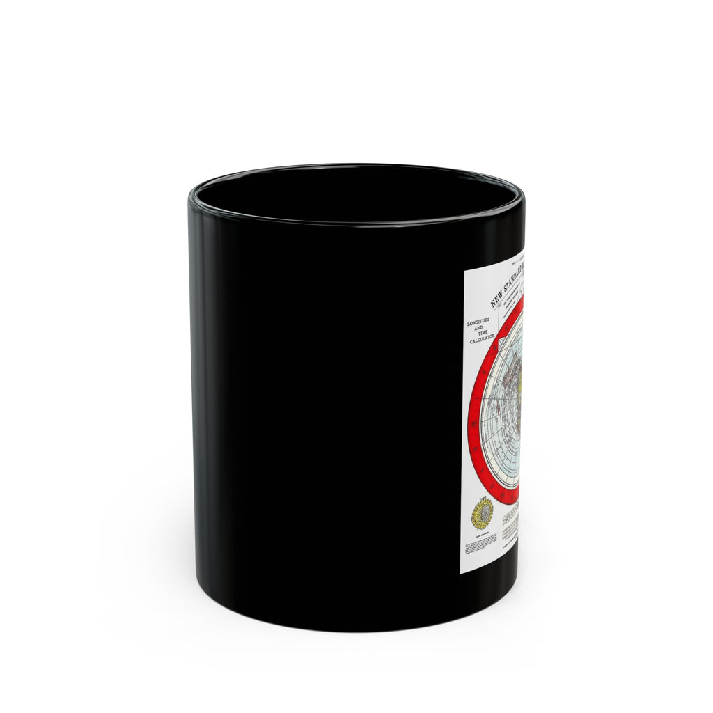 Vintage World Map Black Mug – Antique Polar Projection Coffee Cup (11oz/15oz)