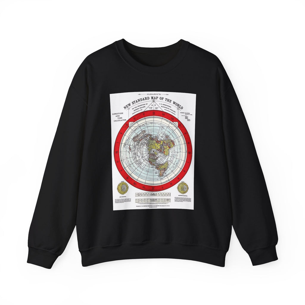 Vintage World Map Crewneck Sweatshirt — Retro Polar Projection Graphic
