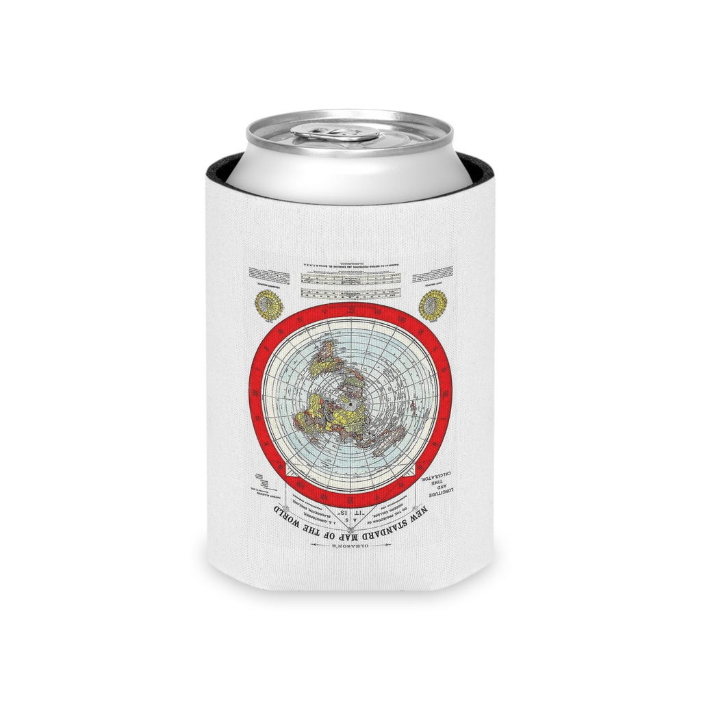 Vintage Red Circular World Map Can Cooler